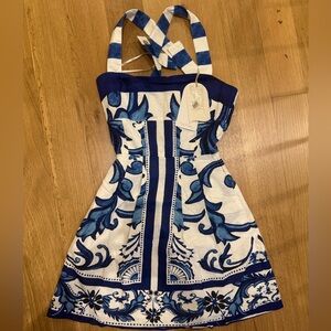 Blue and White Halter Dress